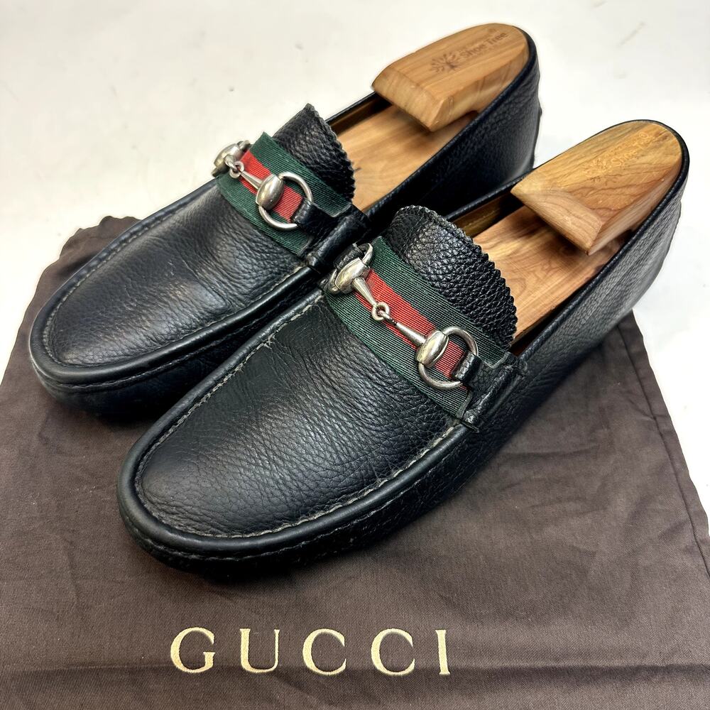 GUC Gucci Horsebit Driver Loafers Ayrton Quentin Green Red Made in Italy US 7.5